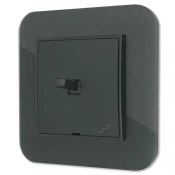 Włącznik schodowy w stylu USA ramka zaokrąglona efekt szkła seria ICON kolor grafitowy mat