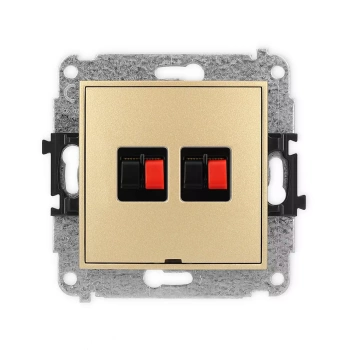 Mechanizm gniazda głośnikowego podwójnego, bez pola opisowego Karlik seria ICON 29IGGBO-2 kolor złoty