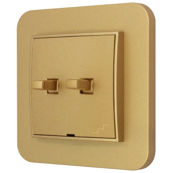 Włącznik schodowy podwójny w stylu USA ramka zaokrąglona seria Mini kolor złoty