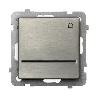 Łącznik zwierny "dzwonek" z podświetleniem niebieskim seria SONATA STAL INOX kolor Stal inox symbol ŁP-6RMS/m/37