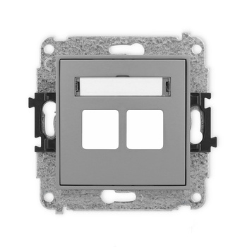 Mechanizm gniazda multimedialnego podwójnego bez modułu standard Keystone Karlik seria ICON 27IGM-2P kolor szary mat