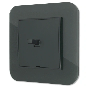 Włącznik pojedynczy w stylu USA ramka zaokrąglona efekt szkła seria ICON kolor grafitowy mat