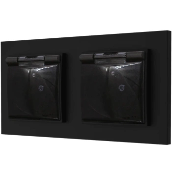 Dwa gniazda hermetyczne karlik mini kolor czarny mat 19