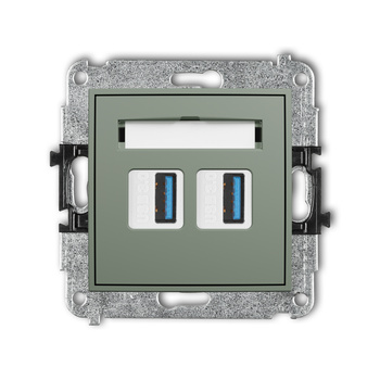 Mechanizm gniazda podwójnego 2xUSB A-A 3.0 Karlik seria MINI 61MGUSB-6 kolor szałwiowy