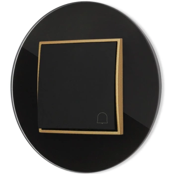 Włącznik dzwonkowy z ramką okrągłą efekt szkła seria ICON kolor czarny/złoty