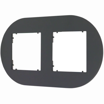 Ramka uniwersalna podwójna okrągła z tworzywa Karlik seria MINI 28MRTO-2 kolor grafitowy mat