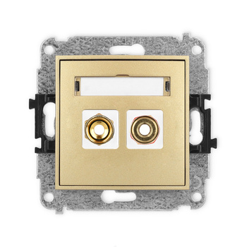 Mechanizm gniazda głośnikowego pojedynczego typu banan - czerwony i czarny, pozłacany, 4 mm2, skręcany Karlik seria ICON 29IGG-4 kolor złoty