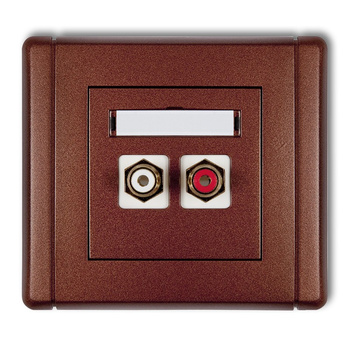 Gniazdo podwójne RCA typu cinch - biały i czerwony, pozłacane Karlik seria FLEXI 9FGRCA-2 kolor brązowy metalik