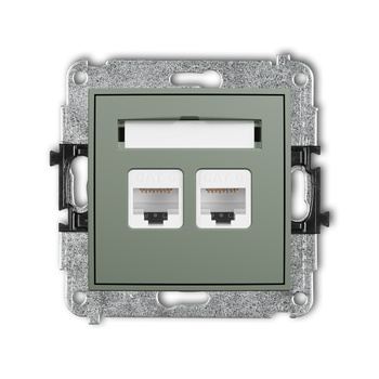 Mechanizm gniazda komputerowego podwójnego 2xRJ45, kat. 6, 8-stykowy Karlik seria ICON 61IGK-4 kolor szałwiowy