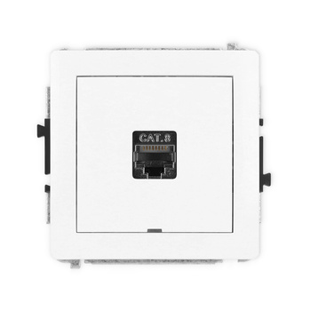 Mechanizm gniazda komputerowego pojedynczego 1xRJ45, kat. 8, ekranowany, 8-stykowy, bez pola opisowego Karlik seria DECO DGKBO-11 kolor biały