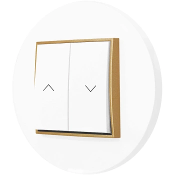 Włącznik roletowy z blokadą z ramką okrągłą seria MINI kolor biały mat/złoty