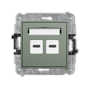 Mechanizm gniazda podwójnego 2xUSB C-C Karlik seria ICON 61IGUSB-8 kolor szałwiowy