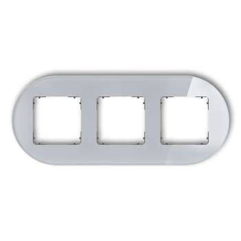 Ramka uniwersalna potrójna okrągła - efekt szkła ramka: szara spód: grafitowy mat Karlik seria ICON 15-28-IRSO-3 kolor szary