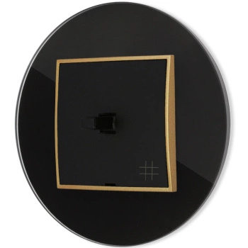 Włącznik krzyżowy w stylu USA ramka okrągła efekt szkła seria ICON kolor czarny/złoty