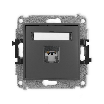 Mechanizm gniazda komputerowego pojedynczego 1xRJ45, kat. 5e, ekranowany, 8-stykowy Karlik seria ICON 28IGK-1e kolor grafitowy mat