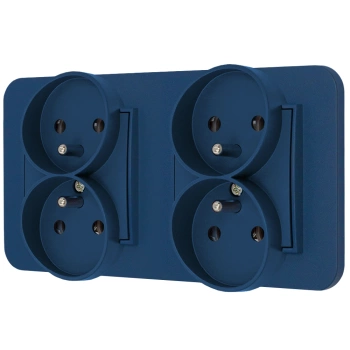 Dwa gniazda podwójne z ramką zaokrągloną seria MINI kolor navy blue