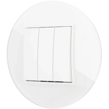 Włącznik potrójny z ramką okrągłą efekt szkła seria ICON kolor biały