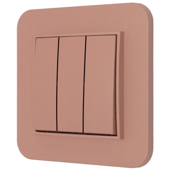 Włącznik potrójny z ramką zaokrągloną seria MINI kolor łososiowy