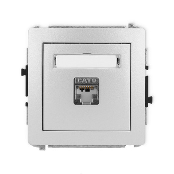 Mechanizm gniazda komputerowego pojedynczego 1xRJ45, kat. 6, ekranowany, 8-stykowy Karlik seria DECO 7DGK-5 kolor srebrny metalik