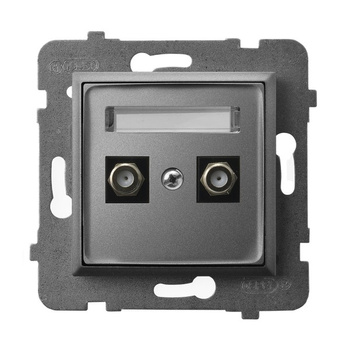 Gniazdo antenowe typu F podwójne seria ARIA kolor Szary mat symbol GPA-2UF/m/70