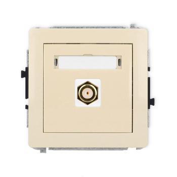 Mechanizm gniazda antenowego pojedynczego typu F SAT pozłacany Karlik seria DECO 1DGF-1.1 kolor beżowy