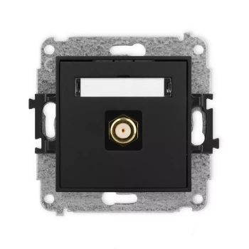 Mechanizm gniazda antenowego pojedynczego typu F SAT pozłacany Karlik seria ICON 12IGF-1.1 kolor czarny mat