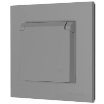 Gniazdo hermetyczne z ramką okrągłą seria Bella kolor popiel mat