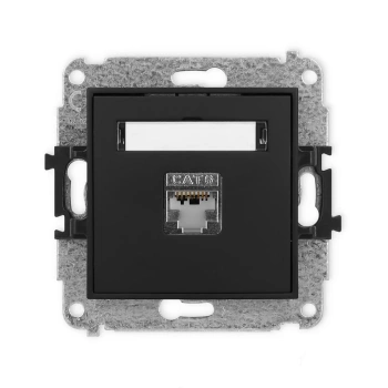 Mechanizm gniazda komputerowego pojedynczego 1xRJ45, kat. 6, ekranowany, 8-stykowy Karlik seria ICON 12IGK-5 kolor czarny mat