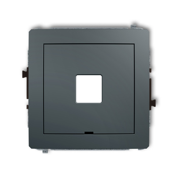 Mechanizm gniazda multimedialnego pojedynczego bez modułu, bez pola opisowego standard Keystone Karlik seria DECO 28DGMBO-1P kolor grafitowy mat