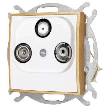 Gniazdo rtv-sat bez ramki seria MINI kolor biały mat/złoty