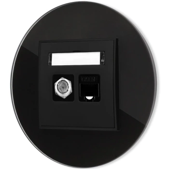 Gniazdo rj45/antenowe z ramką okrągłą efekt szkła seria ICON kolor czarny