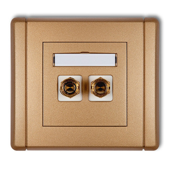 Gniazdo głośnikowe pojedyncze typu banan - czerwony i czarny, pozłacane, 4 mm2, do lutowania Karlik seria FLEXI 8FGG-3 kolor złoty metalik