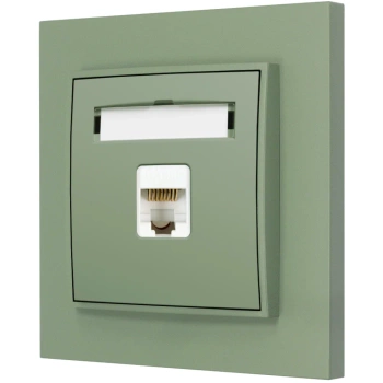 Gniazdo internetowe rj45 1x z ramką prostą seria MINI kolor szałwiowy