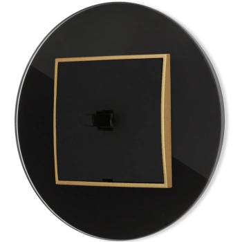 Włącznik pojedynczy w stylu USA ramka okrągła efekt szkła seria ICON kolor czarny/złoty