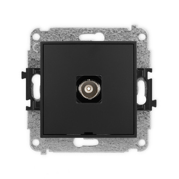 Mechanizm gniazda pojedynczego BNC, bez pola opisowego Karlik seria ICON 12IGBNCBO-1 kolor czarny mat