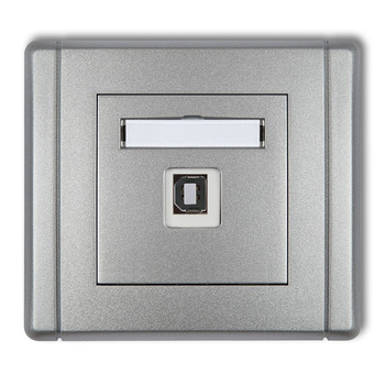 Gniazdo pojedyncze USB A-B 2.0 Karlik seria FLEXI 7FGUSB-3 kolor srebrny metalik