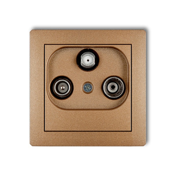 Mechanizm gniazda abonenckiego RTV-SAT końcowego 2 wejścia antenowe Karlik seria DECO 8DGST kolor złoty metalik