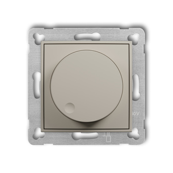 Mechanizm elektronicznego regulatora oświetlenia przyciskowo-obrotowego do współpracy z zasilaczami sterowanymi napięciem 1-10 V Karlik seria ICON 60IRO-3 kolor taupe
