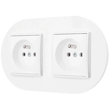 Dwa gniazda pojedyncze z ramką okrągłą seria MINI kolor biały mat