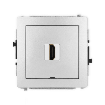 Mechanizm gniazda pojedynczego HDMI 2.0, 4K, bez pola opisowego Karlik seria DECO 7DHDMIBO-3 kolor srebrny metalik