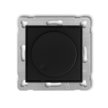 Mechanizm elektronicznego regulatora oświetlenia przyciskowo-obrotowego do współpracy z zasilaczami sterowanymi napięciem 1-10 V Karlik seria MINI 12MRO-3 kolor czarny mat