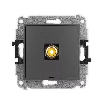 Mechanizm gniazda pojedynczego RCA, bez pola opisowego typu cinch - żółty, pozłacany Karlik seria ICON 28IGRCABO-1 kolor grafitowy mat