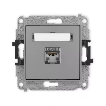 Mechanizm gniazda komputerowego pojedynczego 1xRJ45, kat. 5e, ekranowany, 8-stykowy Karlik seria MINI 27MGK-1e kolor szary mat