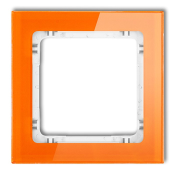 Ramka uniwersalna pojedyncza- efekt szkła ramka: pomarańczowa; spód: biały Karlik seria DECO 13-0-DRS-1 kolor pomarańczowy
