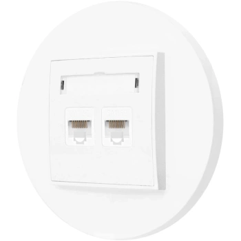 Gniazdo internetowe rj45 2x z ramką okrągłą seria MINI kolor biały