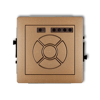 Mechanizm elektronicznego sterownika roletowego sterowanie lokalne i pilotem, sterowanie strefą i podstrefą Karlik seria DECO 8DSR-4 kolor złoty metalik