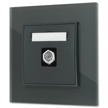 Gniazdo antenowe 1x z ramką kwadratową efekt szkła seria ICON kolor grafitowy mat