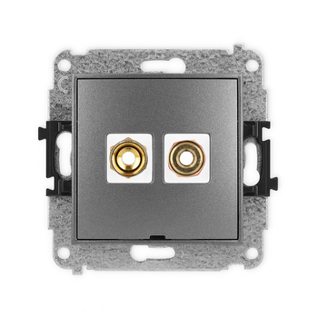 Mechanizm gniazda głośnikowego pojedynczego, bez pola opisowego typu banan - czerwony i czarny, pozłacany, 4 mm2, skręcany Karlik seria ICON 11IGGBO-4 kolor grafitowy