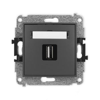 Mechanizm gniazda pojedynczego USB A-A 2.0 Karlik seria ICON 28IGUSB-1 kolor grafitowy mat
