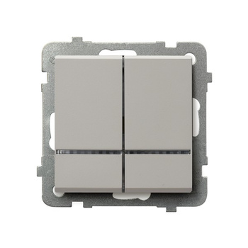 Łącznik dwugrupowy świecznikowy z podświetleniem niebieskim seria SONATA kolor Kaszmir symbol ŁP-2RS/m/82